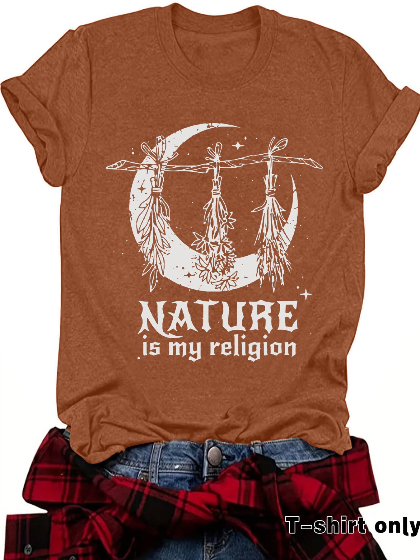 Witch print round neck short sleeved shirt