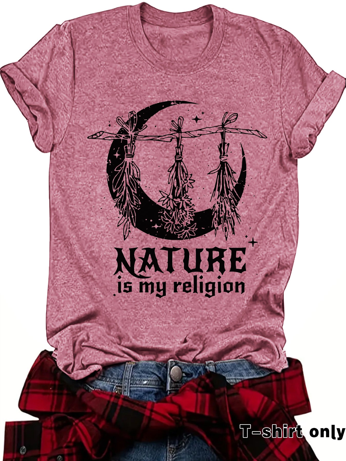 Witch print round neck short sleeved shirt