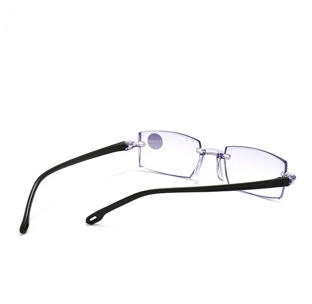 4 PK Mens Rectangular Rimless Blue Light Blocking Reading Glasses Unisex Readers