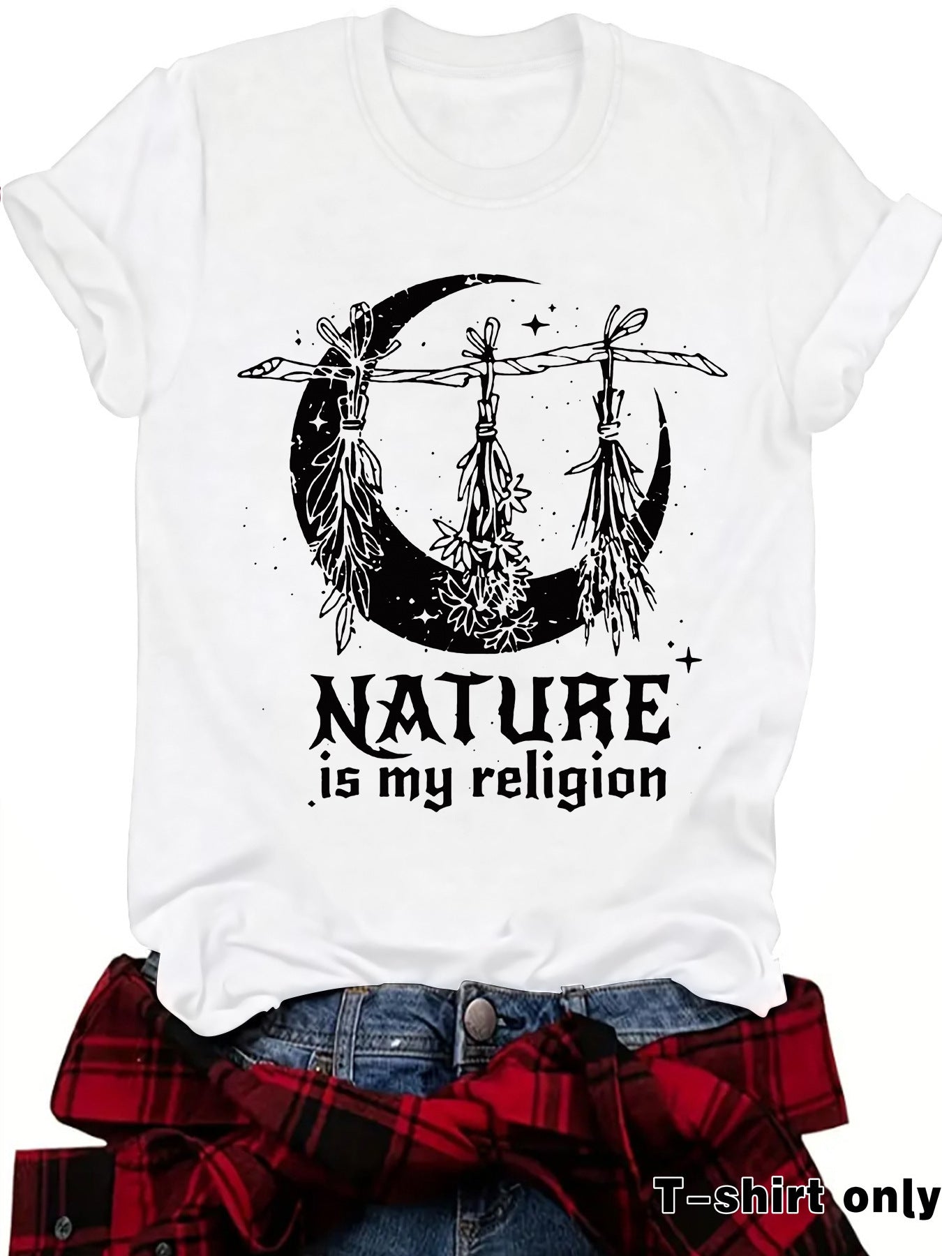 Witch print round neck short sleeved shirt