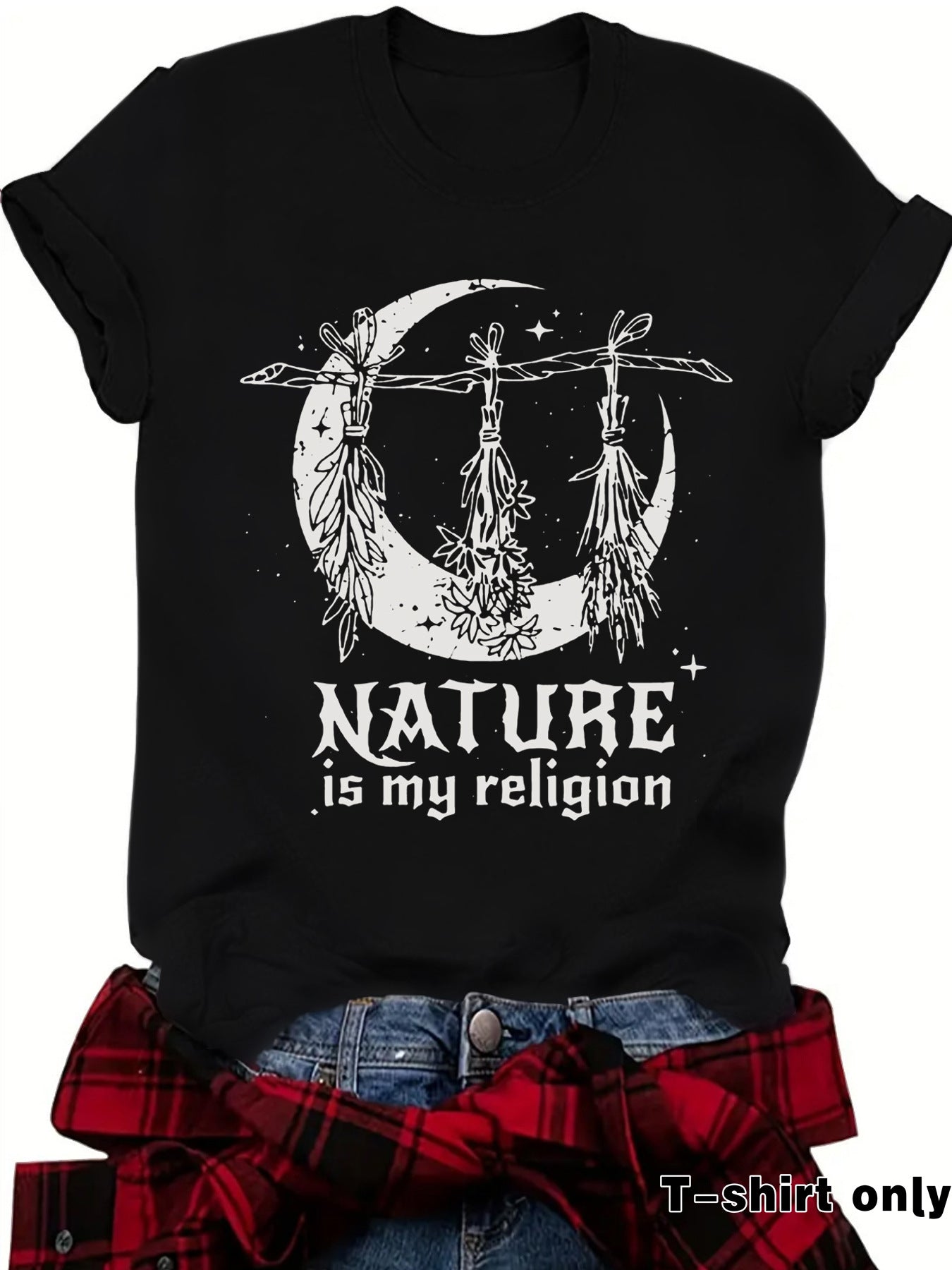 Witch print round neck short sleeved shirt