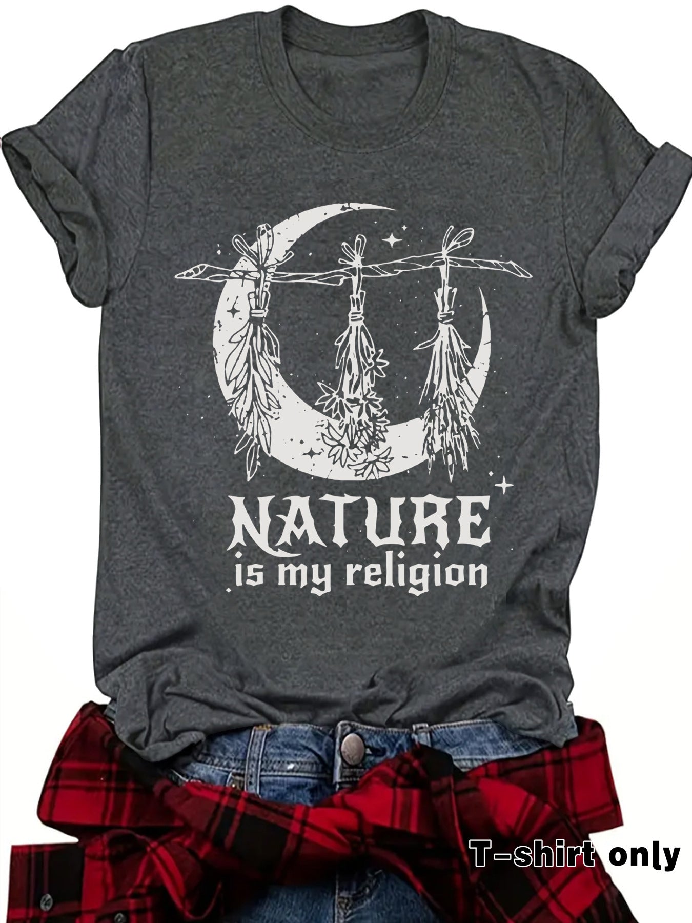 Witch print round neck short sleeved shirt