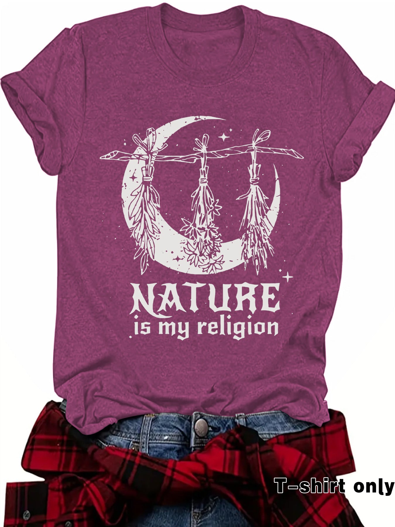 Witch print round neck short sleeved shirt